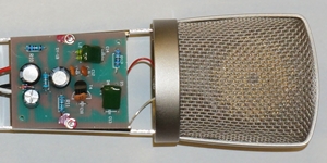 Replaced capacitors in inexpensive ribbon microphone